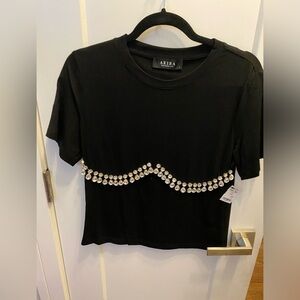 Black beaded T-shirt